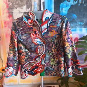 Zac Posen Statement Jacket – Luxe Embroidered Ikat Design (Size 8 / Medium)